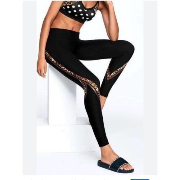 Victoria's Secret VS pink Leopard cheetah stripe Yoga Leggings pants large L - Picture 1 of 8